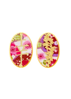 Orecchini Fortuna Clips Ovale Fucsia