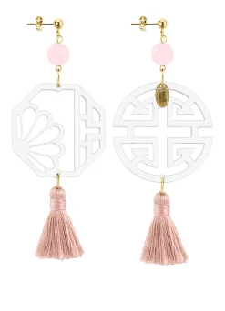 Orecchini Fu Plexi Trasparente Nappa Rosa