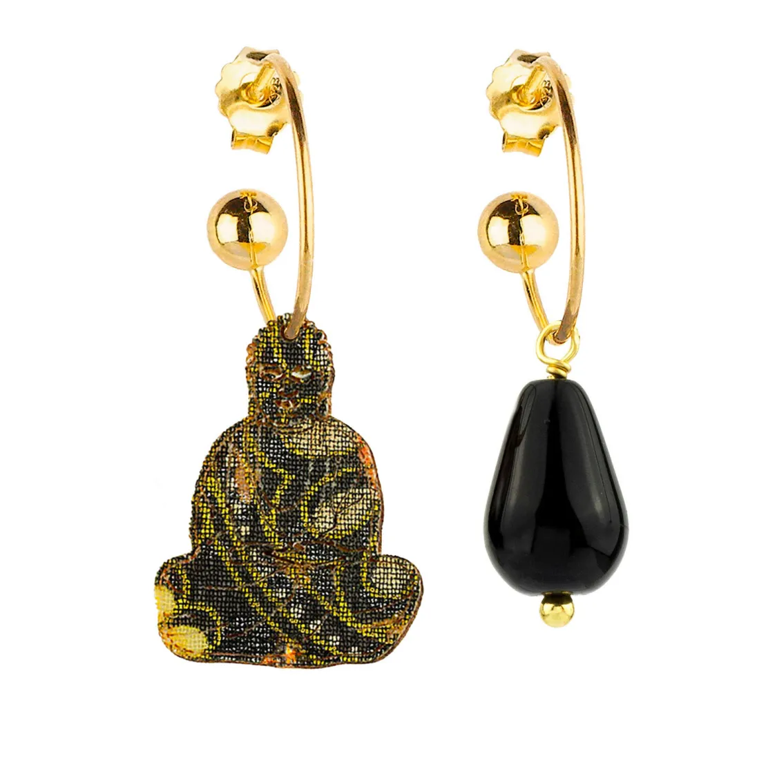 Orecchini Hoop Buddha Nero