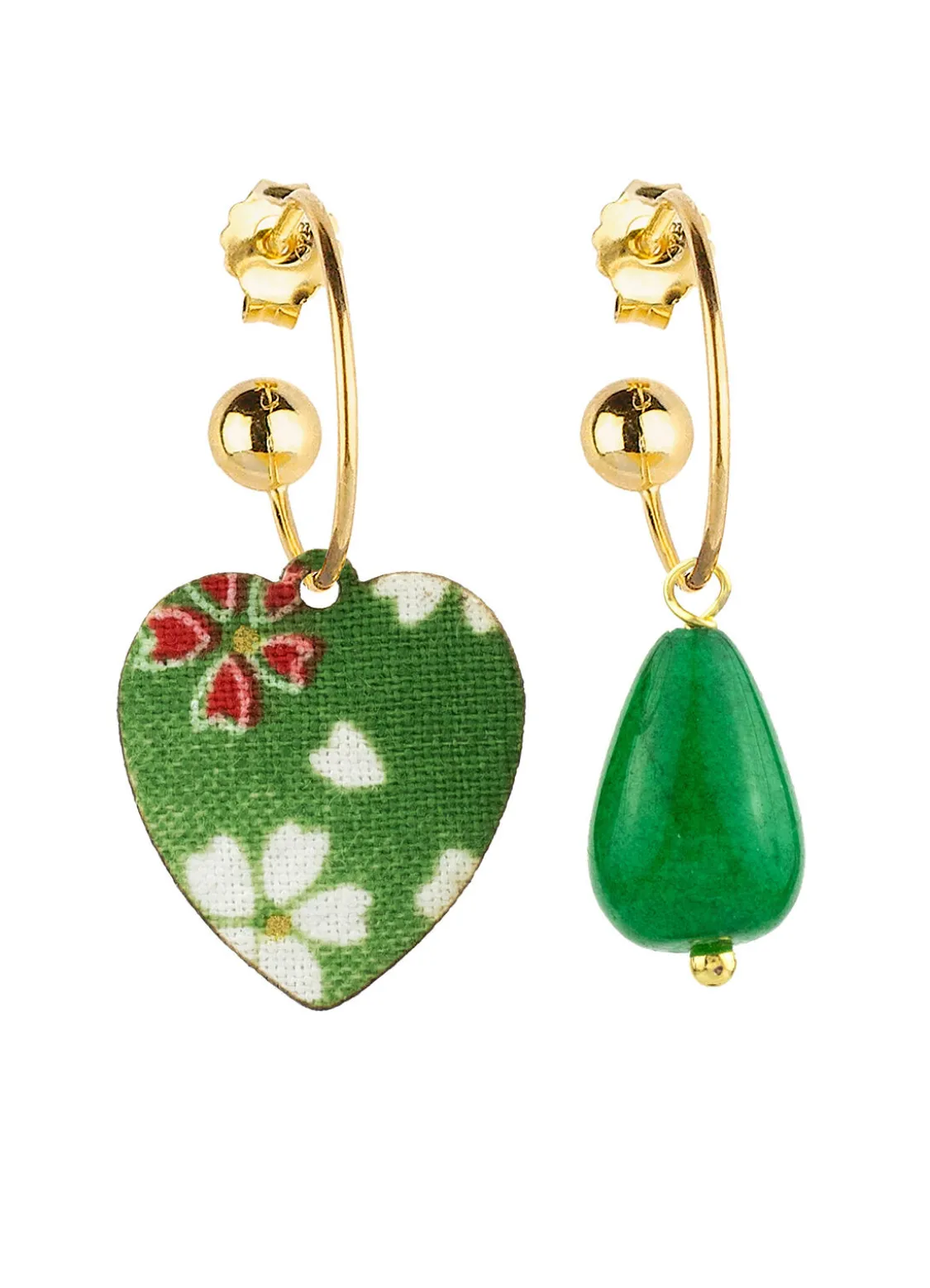 Orecchini Hoop Cuore Verde