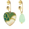 Orecchini Hoop Cuore Verde Giada