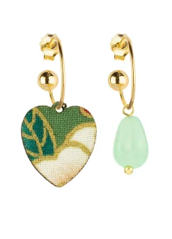 Orecchini Hoop Cuore Verde Giada
