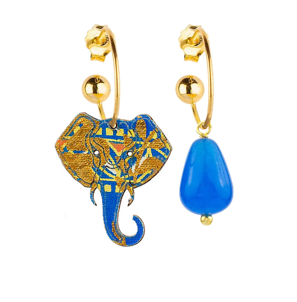 Orecchini Hoop Elefante Azzurro