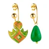 Orecchini Hoop Fiore Di Loto Verde
