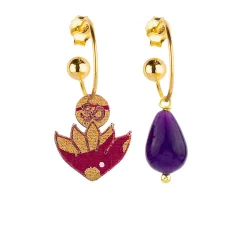 Orecchini Hoop Fiore Di Loto Viola