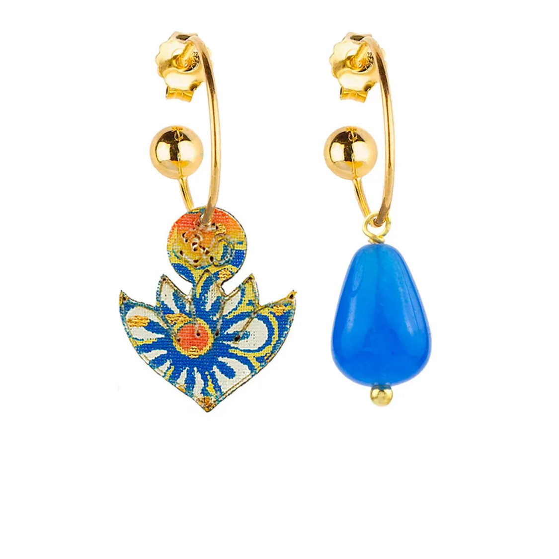 Orecchini Hoop Fiore Di Loto Azzurro