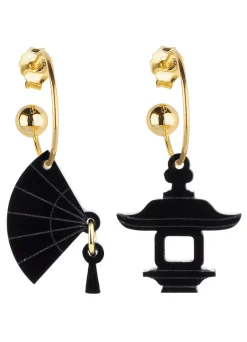 Orecchini Hoop Ventaglio Plexi Nero