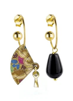 Orecchini Hoop Ventaglio Nero