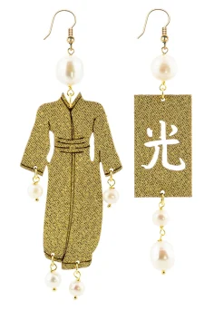 Orecchini Kimono Grande Oro Perla