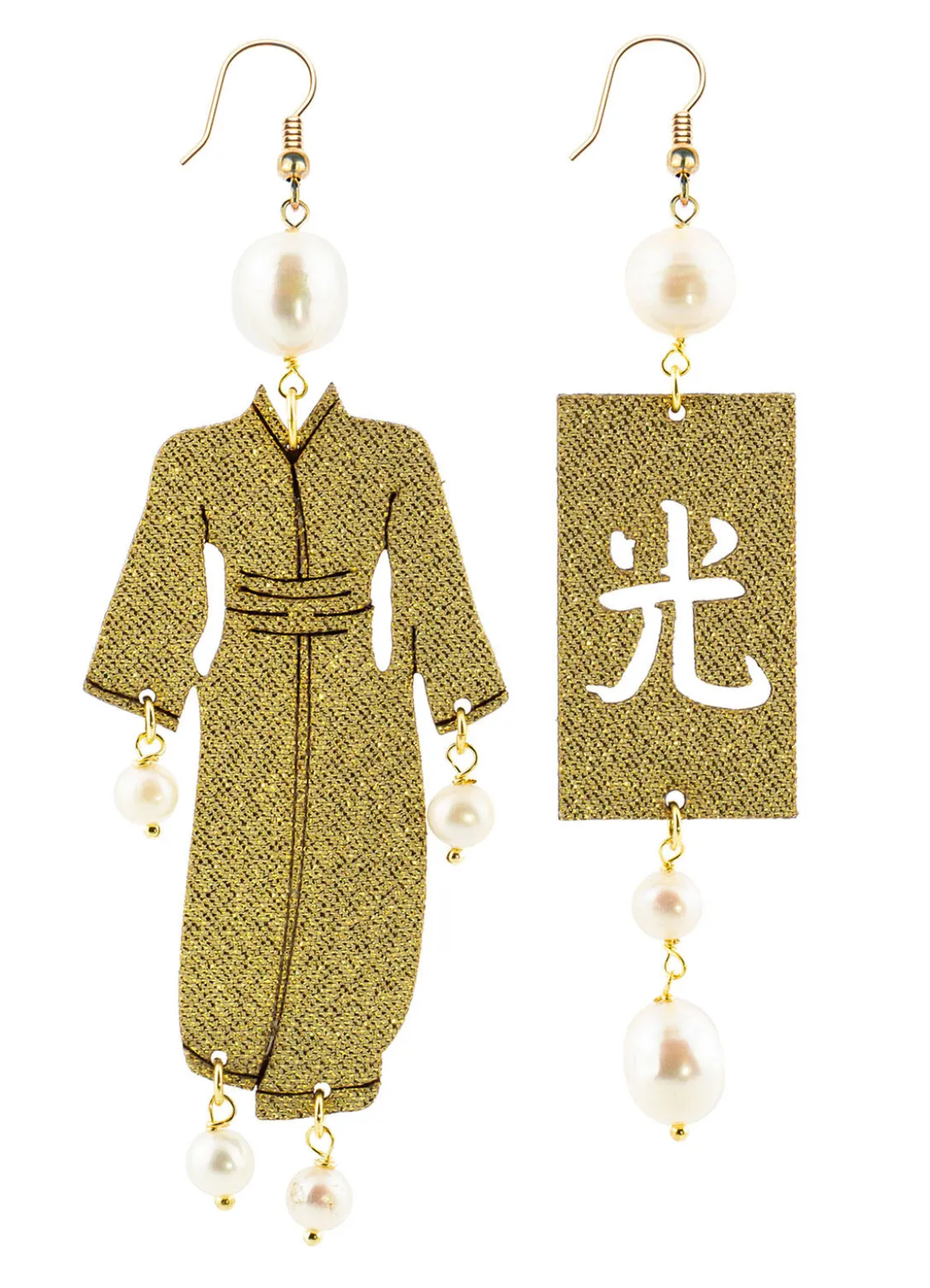 Orecchini Kimono Grande Oro Perla