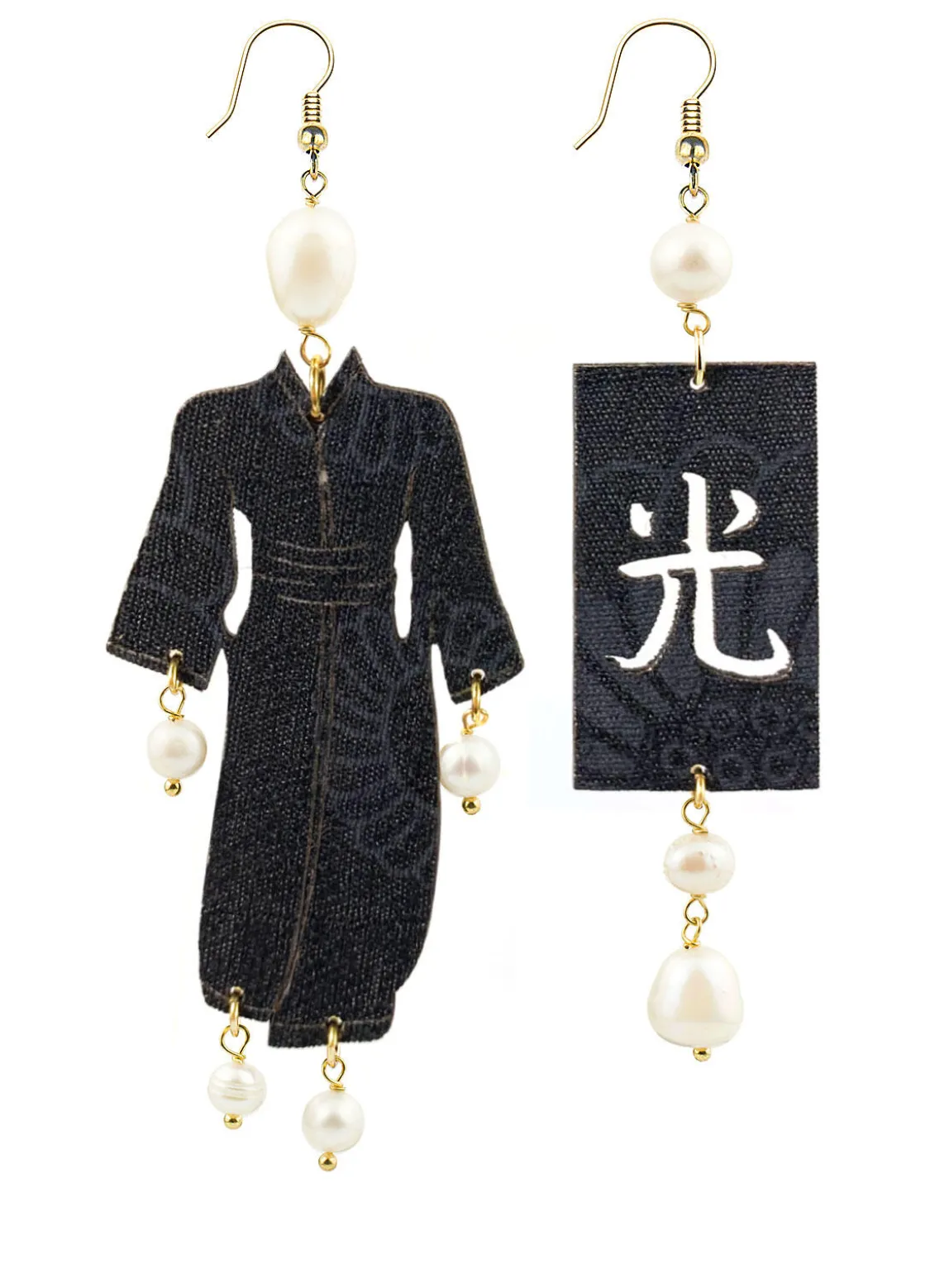 Orecchini Kimono Inciso Grande Perla