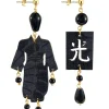 Orecchini Kimono Inciso Piccolo Nero