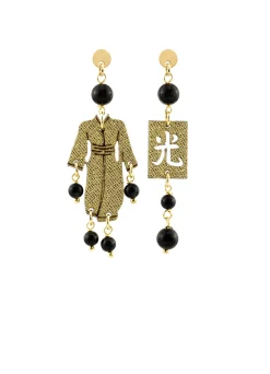 Orecchini Kimono Mini Oro Nero