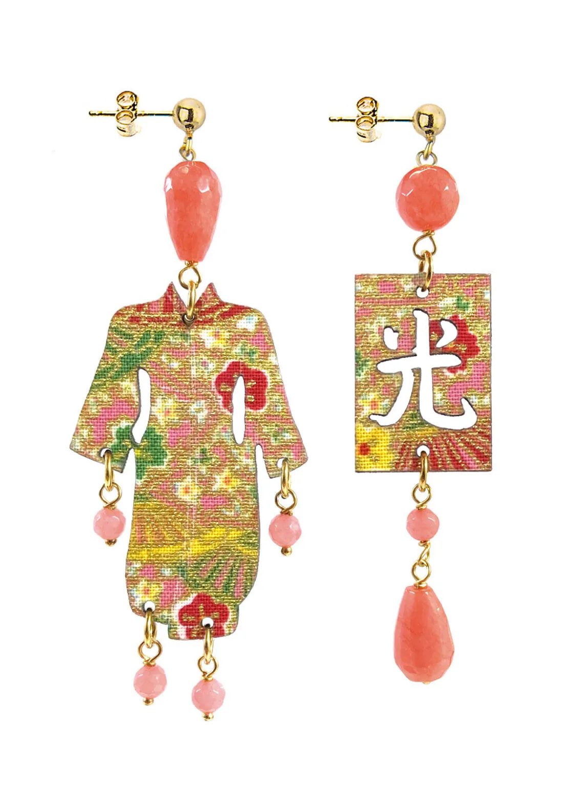 Orecchini Kimono Piccolo Rosa Sfaccettato