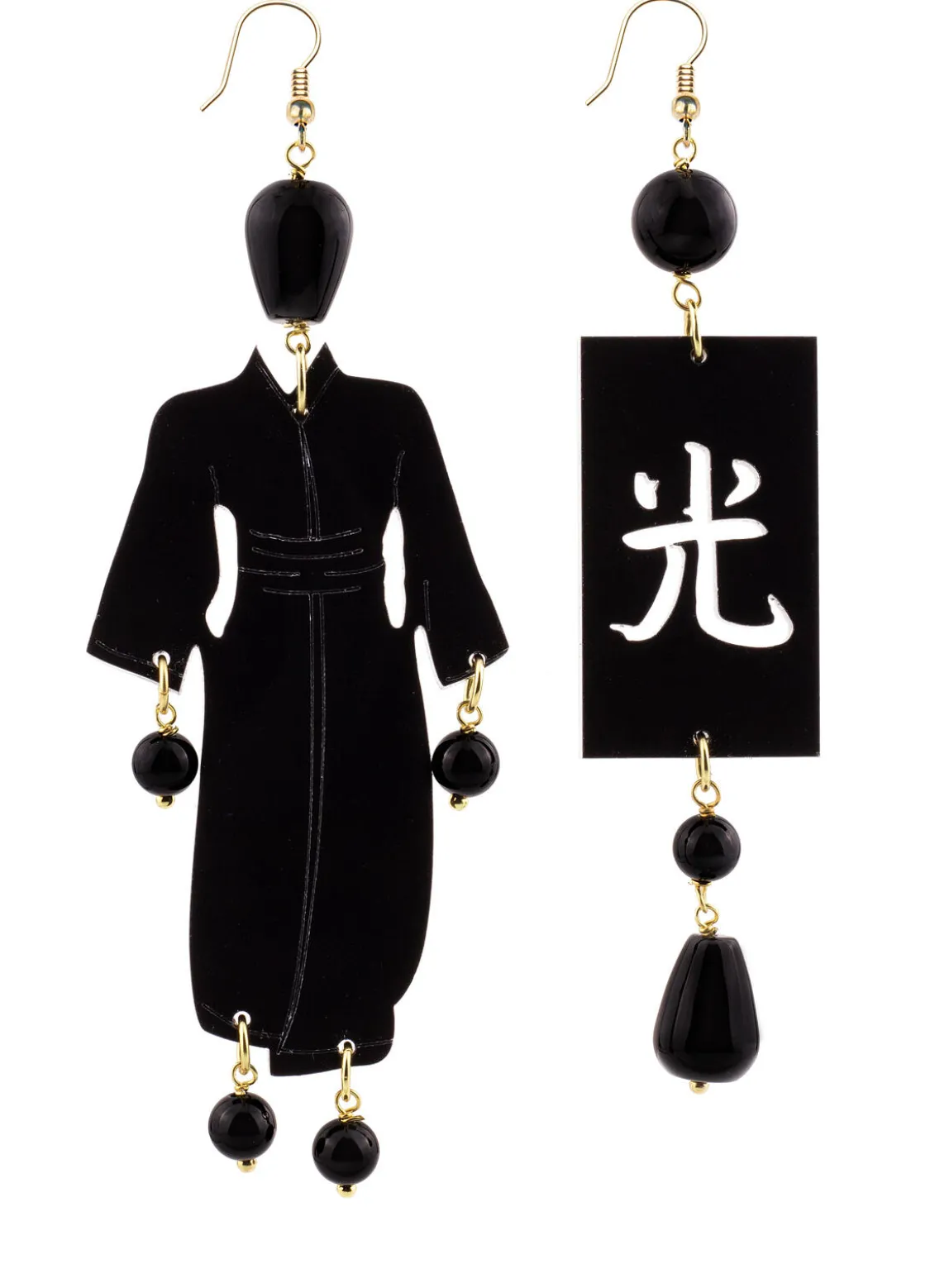 Orecchini Kimono Plexi Grande Nero