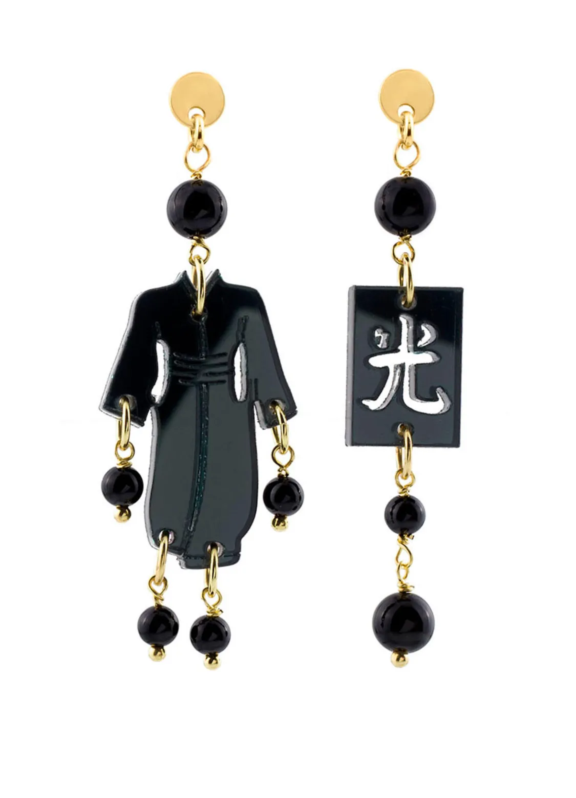 Orecchini Kimono Plexi Mini Nero