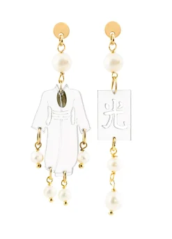 Orecchini Kimono Plexi Trasparente Mini Perla