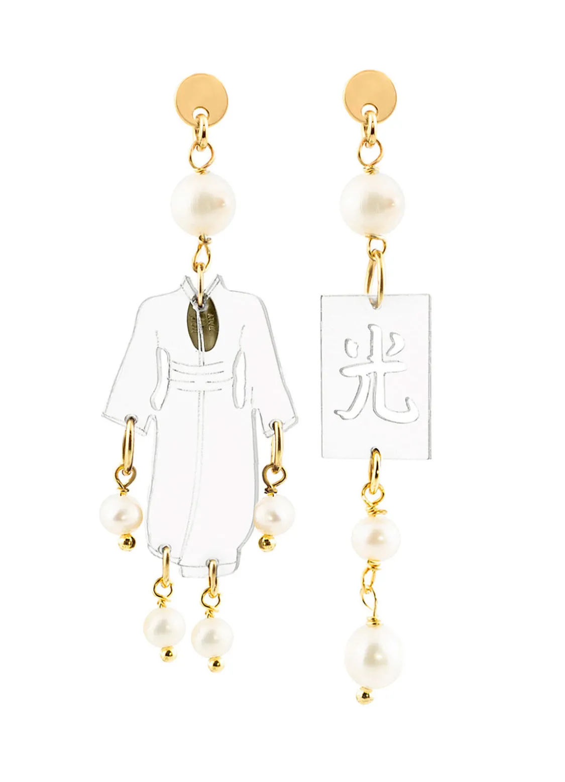 Orecchini Kimono Plexi Trasparente Mini Perla