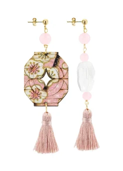 Orecchini Lanterna E Pietre Nappa Rosa