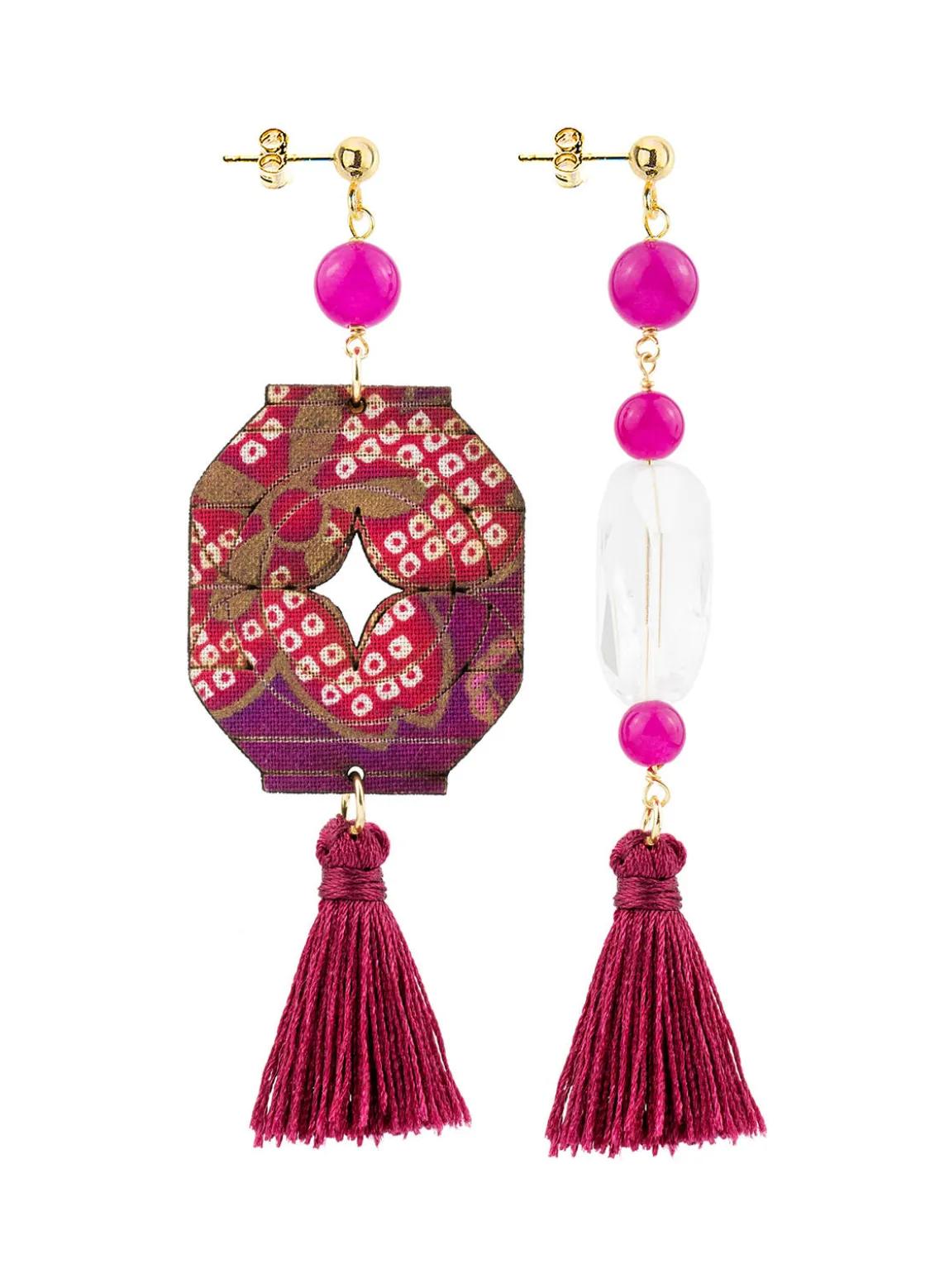 Orecchini Lanterna E Pietre Nappa Fucsia