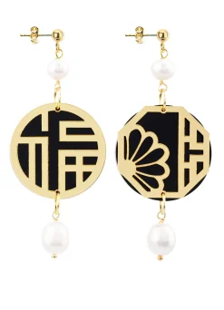 Orecchini Lu Plexi Nero Mini Perla