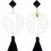 Orecchini Lu Plexi Trasparente Nappa Nero