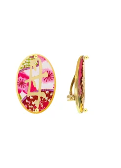 Orecchini Mamma Clips Ovale Fucsia