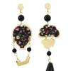 Orecchini Mongolfiera Argento Mini Nero