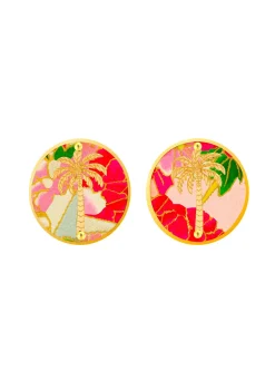 Orecchini Palma Clips Tondo Fucsia