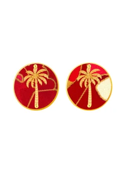 Orecchini Palma Clips Tondo Rubino
