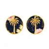 Orecchini Palma Clips Tondo Blu