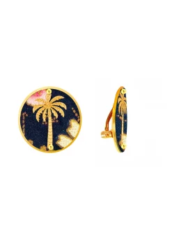 Orecchini Palma Clips Tondo Blu