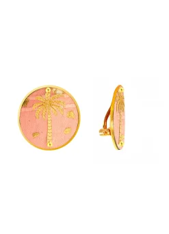 Orecchini Palma Clips Tondo Rosa