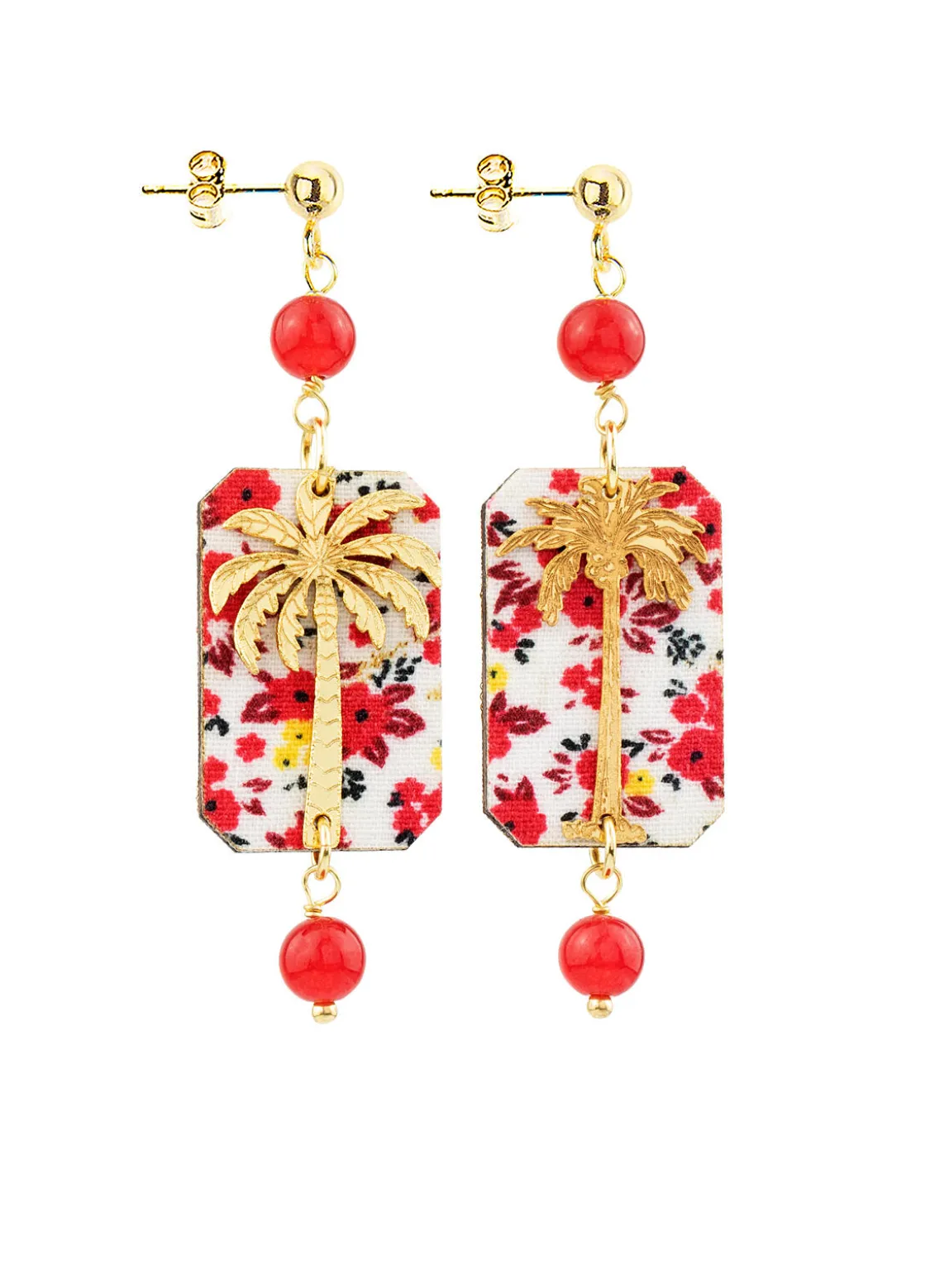 Orecchini Palma Fiori Mini Rubino