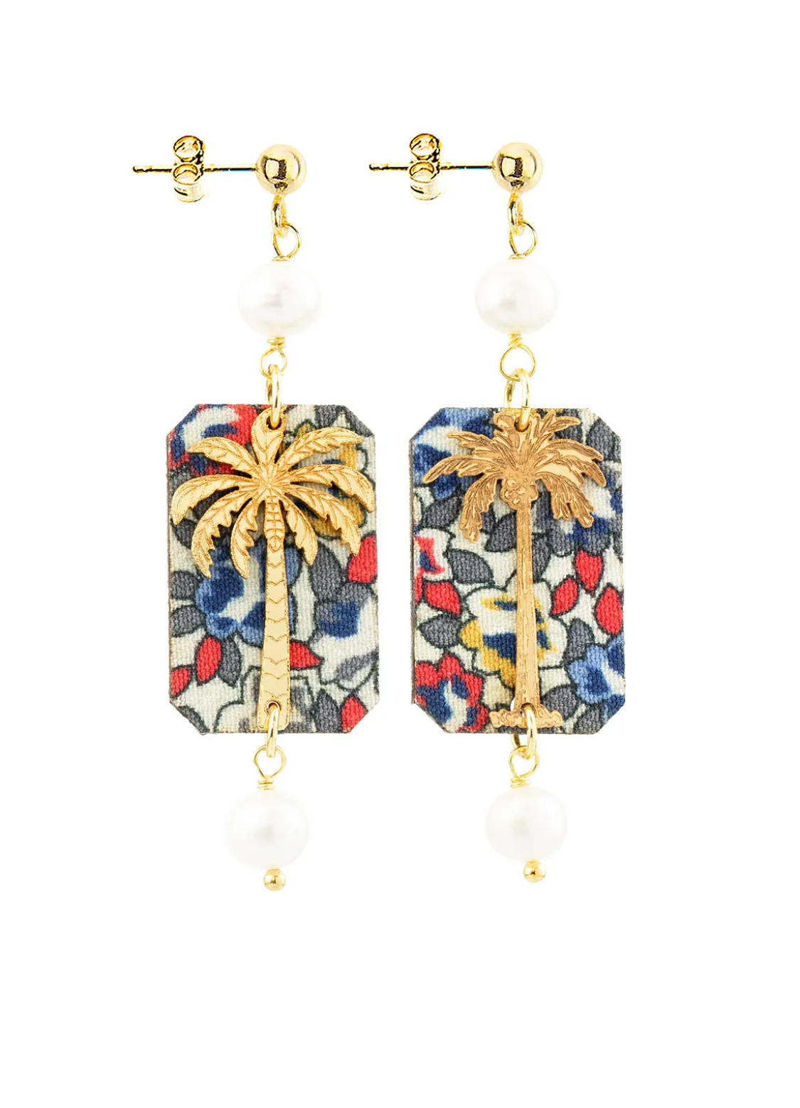 Orecchini Palma Fiori Mini Perla Chiaro