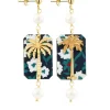 Orecchini Palma Fiori Mini Perla Scuro