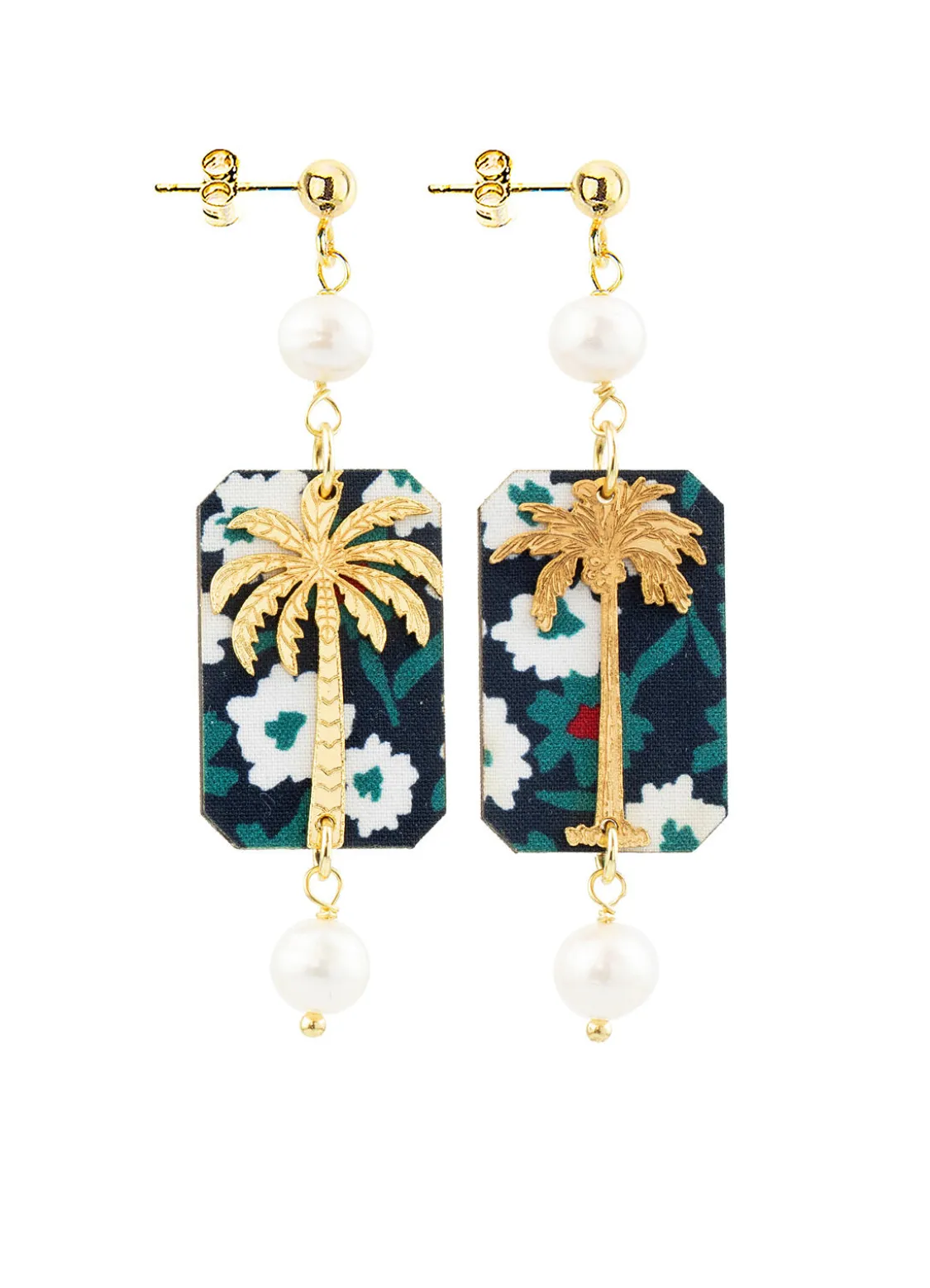 Orecchini Palma Fiori Mini Perla Scuro