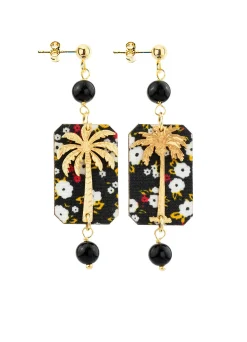 Orecchini Palma Fiori Mini Nero