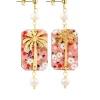 Orecchini Palma Fiori Mini Perla Rosa