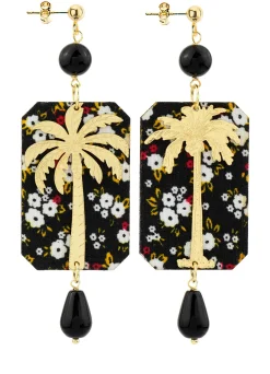 Orecchini Palma Fiori Nero