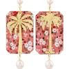 Orecchini Palma Fiori Perla Rosa