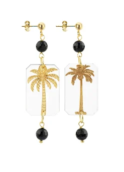 Orecchini Palma Plexiglass Mini Trasparente Nero
