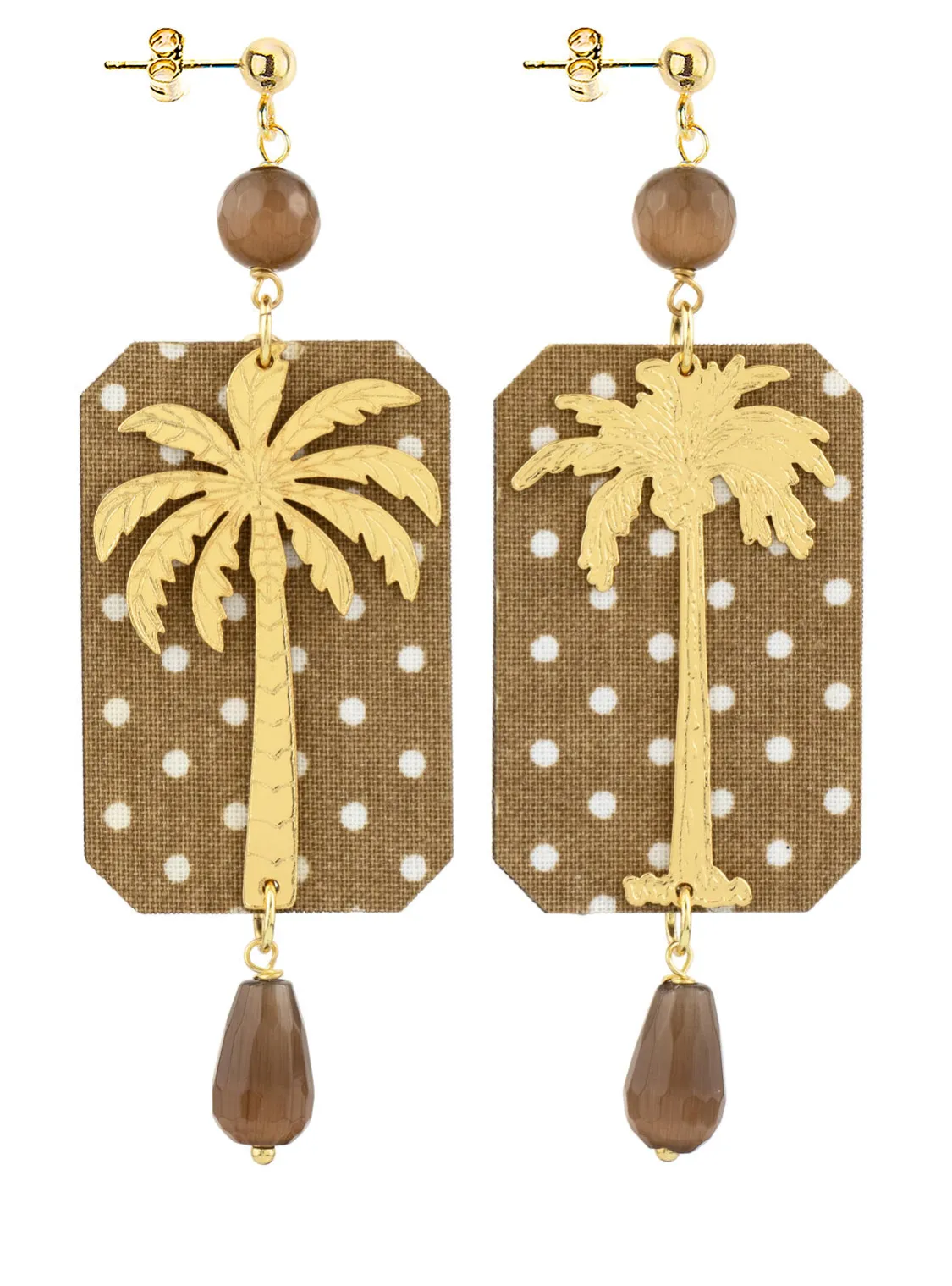 Orecchini Palma Pois Marrone