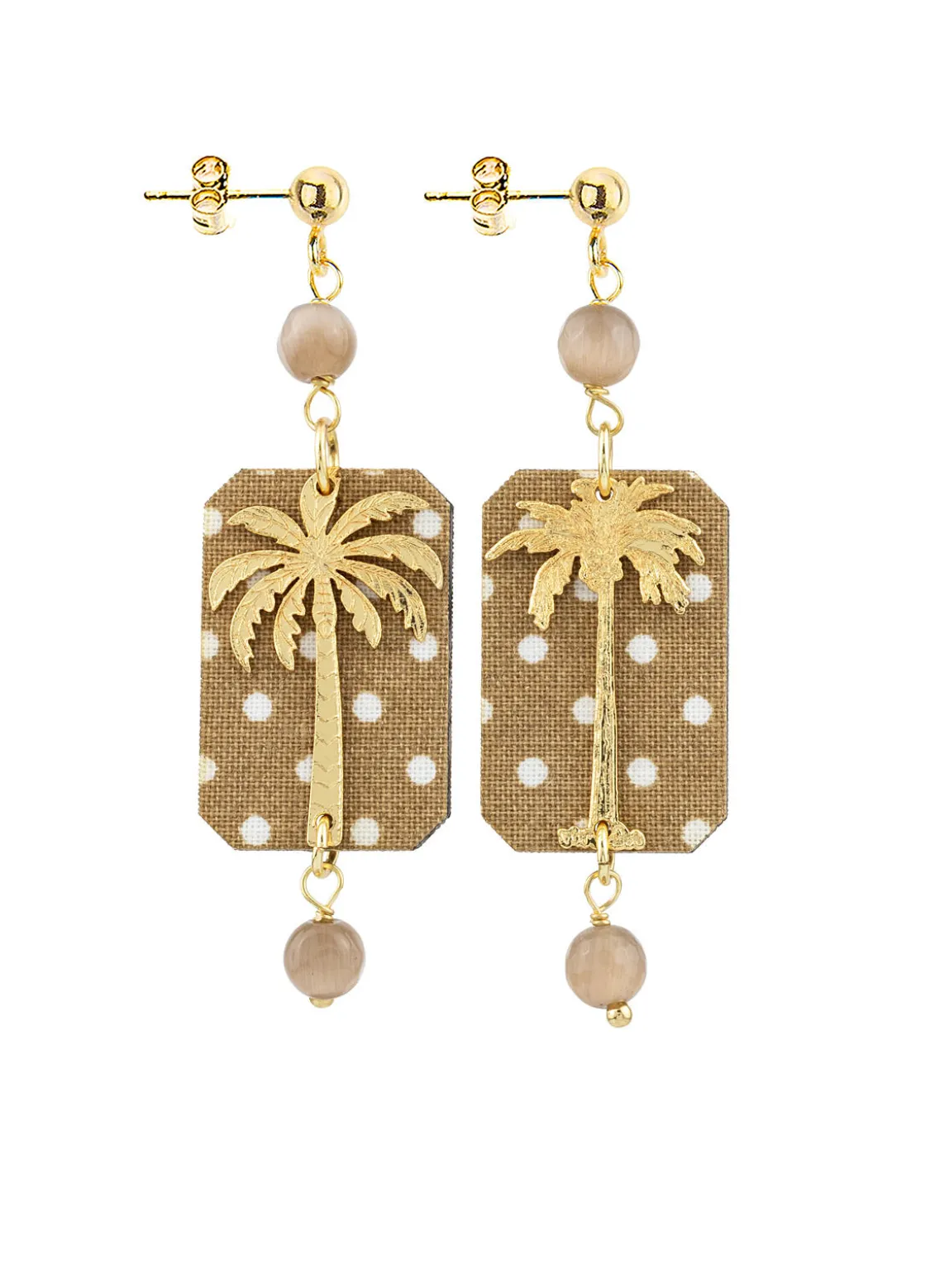 Orecchini Palma Pois Mini Marrone