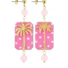Orecchini Palma Pois Mini Rosa Fluo