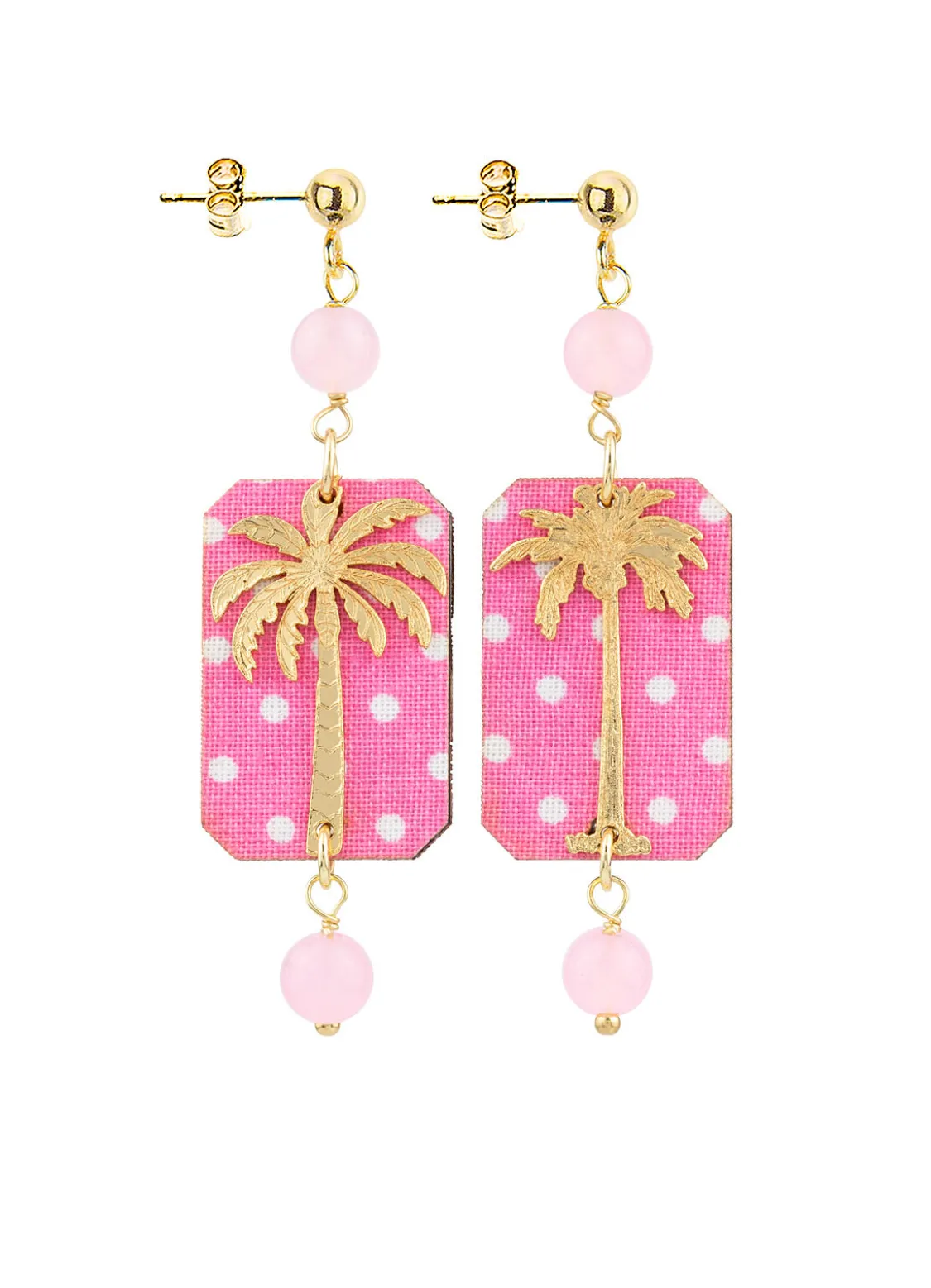 Orecchini Palma Pois Mini Rosa Fluo