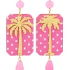 Orecchini Palma Pois Rosa Fluo