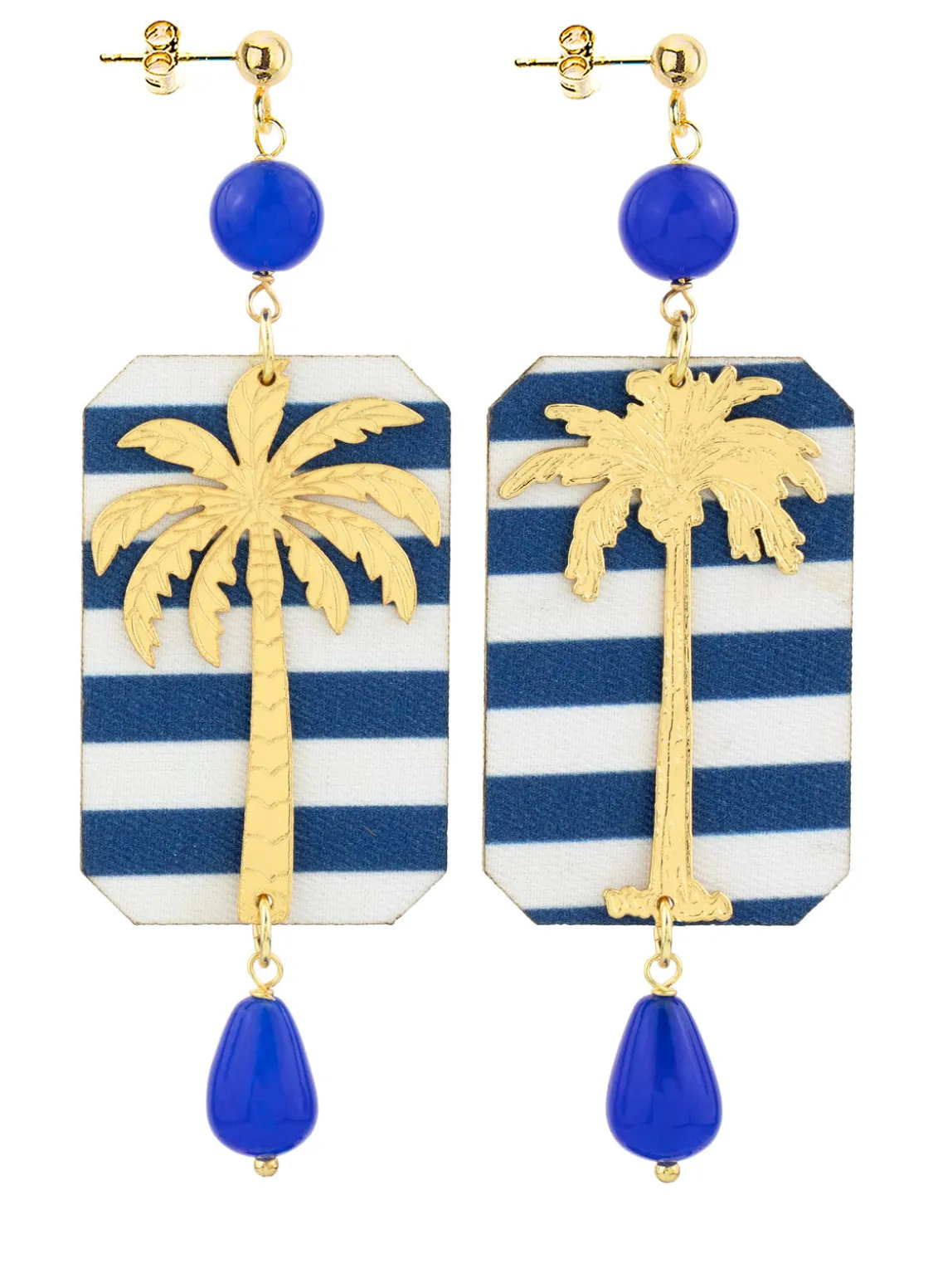 Orecchini Palma Righe Blu