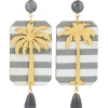 Orecchini Palma Righe Grigio