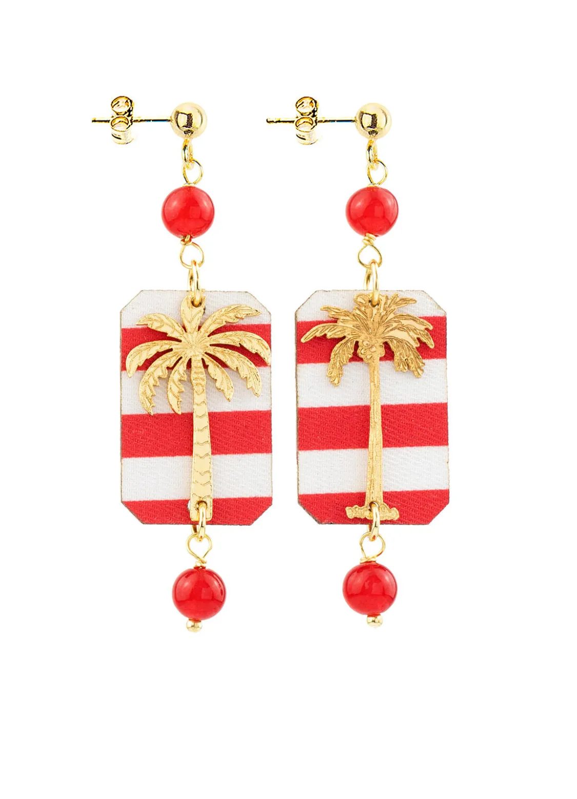 Orecchini Palma Righe Mini Rubino